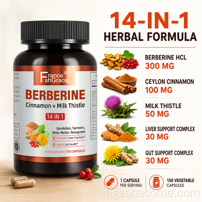 Le capsule Shecome Berberine Complex supportano il fegato e la salute dell'intestino